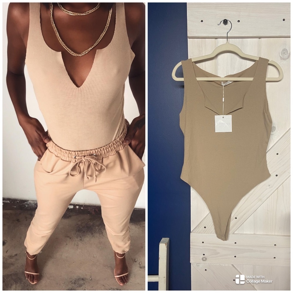 MESHKI Basics Millie V-Neck Sleeveless Bodysuit Large